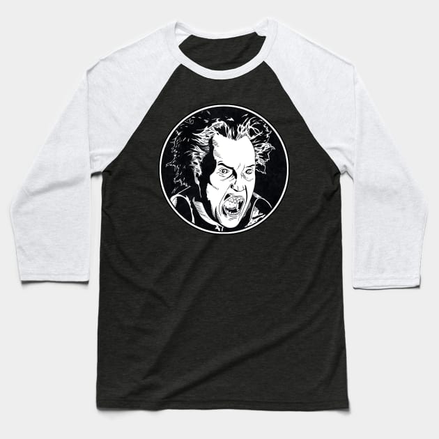 THE HEADLESS HORSEMAN - Sleepy Hollow (Circle Black and White) Baseball T-Shirt by Famous Weirdos